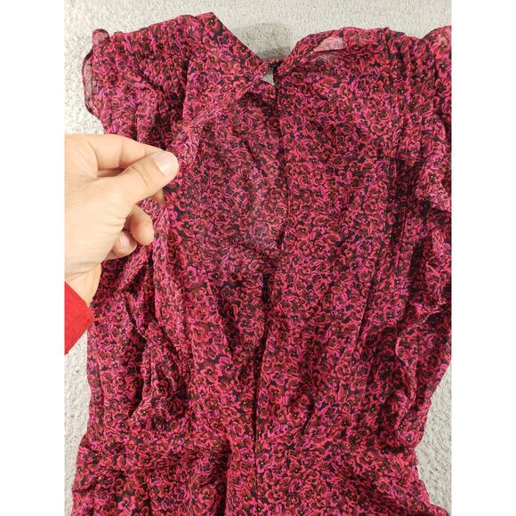 1. State Dress Womens Small Red Floral Ruffled Sleeveless Stretch Casual NWT - Picture 8 of 10